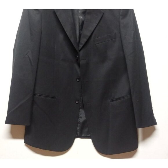 Cianni Cellini Mens 40R Blazer Sport Coat Jacket Super Gab 110's 100% Wool Black - Picture 4 of 15